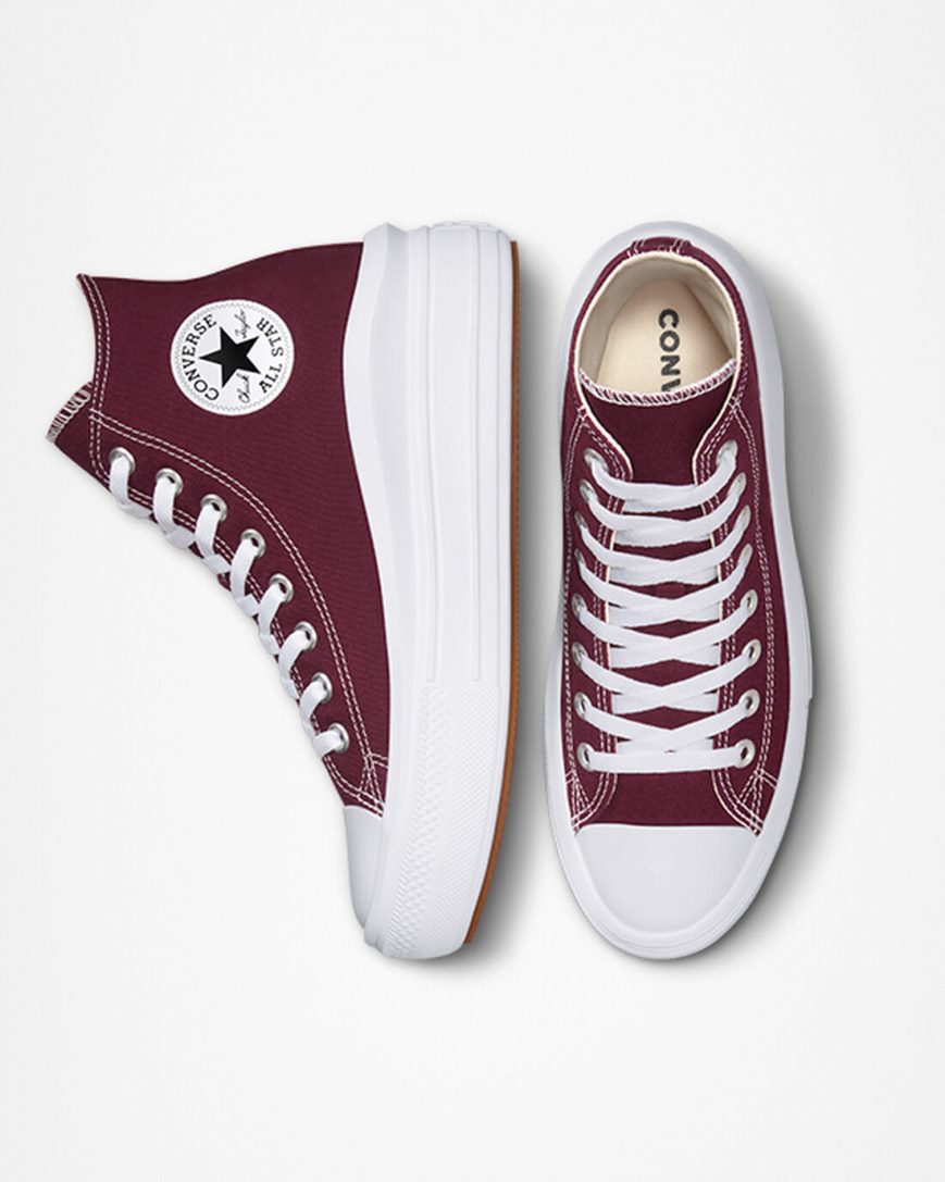 Topanky Na Platforme Converse Chuck Taylor All Star Move Seasonal Color Vysoke Damske Tmavo Červené Biele | SK PQJBZ2